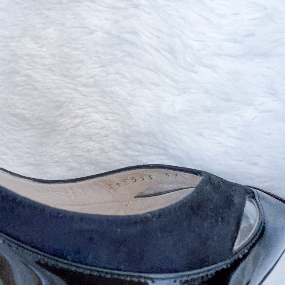 Giorgio Armani Black Patent Leather Suede Pump Heels Size 9.5 EU 39M X1E533 - Picture 12 of 12